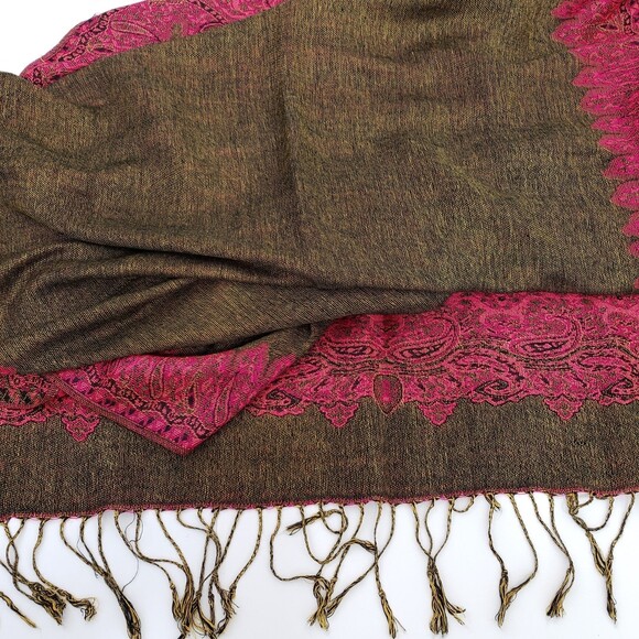Beautiful Scarf with Fringe, Approx. 28 x 34, Acrylic and Viscose - Picture 2 of 7